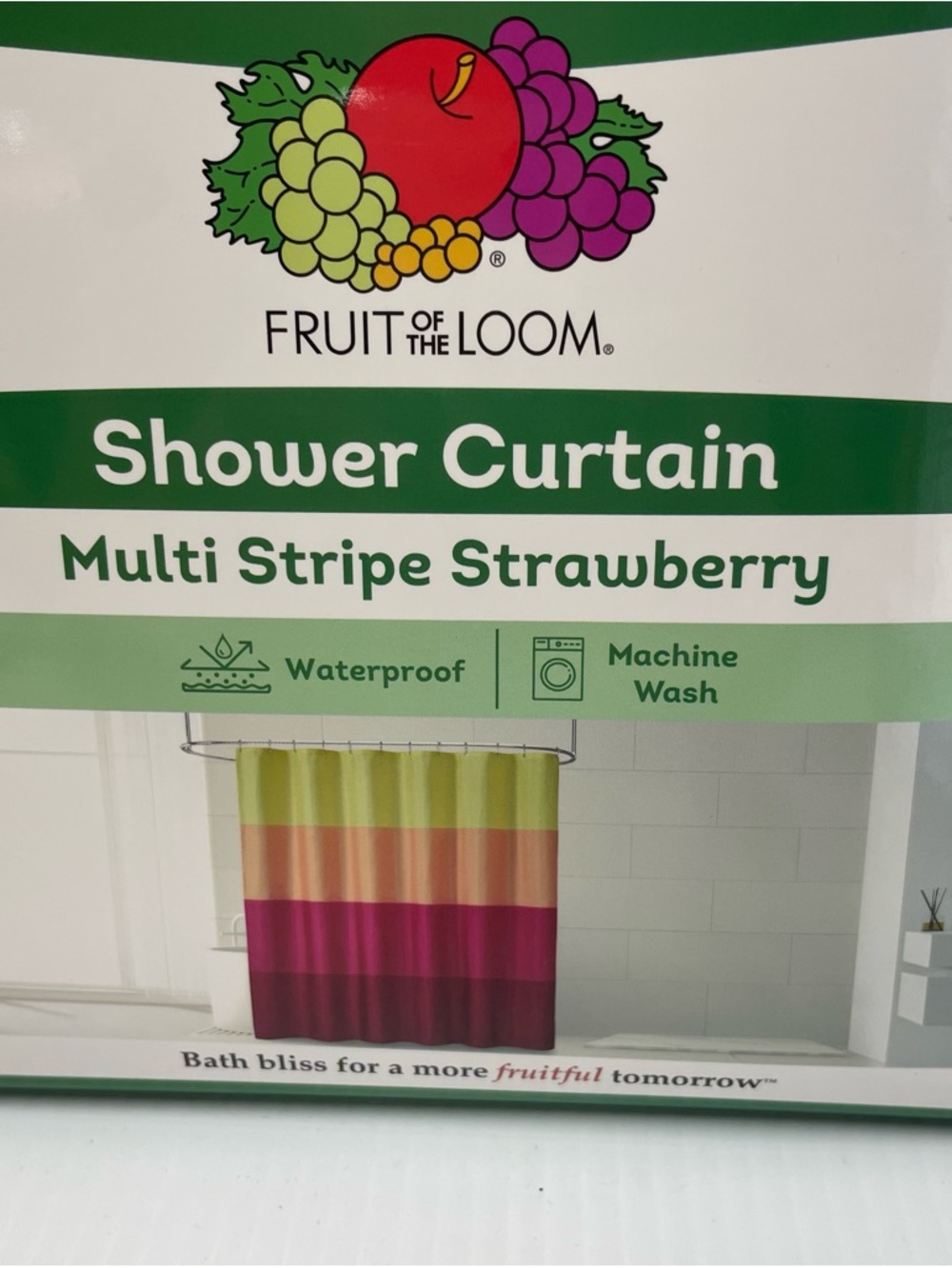 NWT Fruit of the Loom Multicolor Striped Shower Curtain 72” x 72”